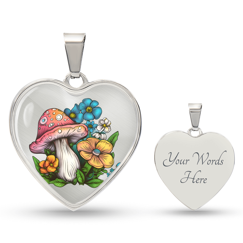 Pendant Necklace Cottagecore Mushrooms Illustration Mushroom Autumn Watercolor Nature Cute Fungi Forest Floral Magic Plant Colorful Woodland