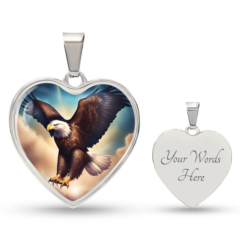 Bald Eagle Stained Glass Art Pendant Necklace Native American Jewelry Gift Zodiac Bird Charm Celtic Spirit Strength Gift for Her Mother Wife