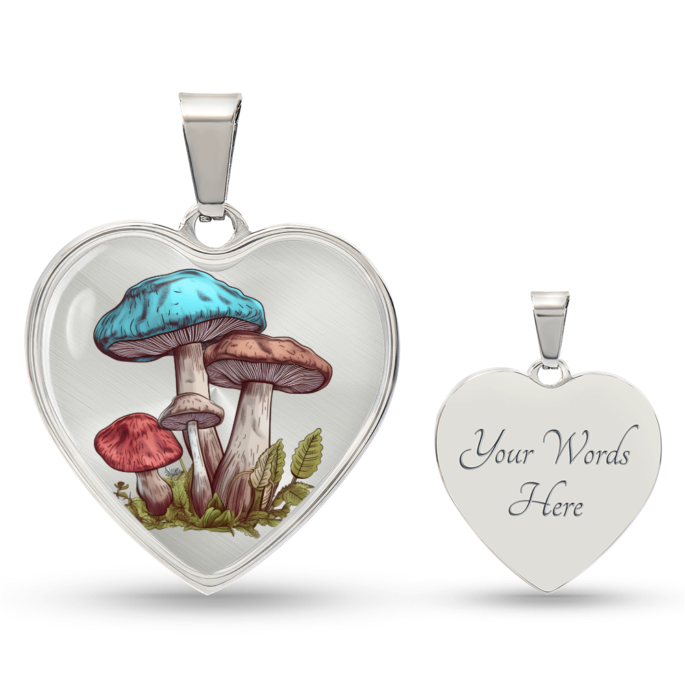 Pendant Necklace Cottagecore Mushrooms Illustration Mushroom Autumn Watercolor Nature Cute Fungi Forest Floral Magic Plant Colorful Woodland
