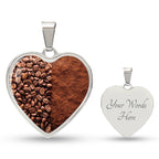 Coffee Bean Coffee Powder Necklace, Coffee Lover Pendant Jewelry, Gift for Caffeine Addicts, Personalised Engraving Necklace, Roasted Coffee