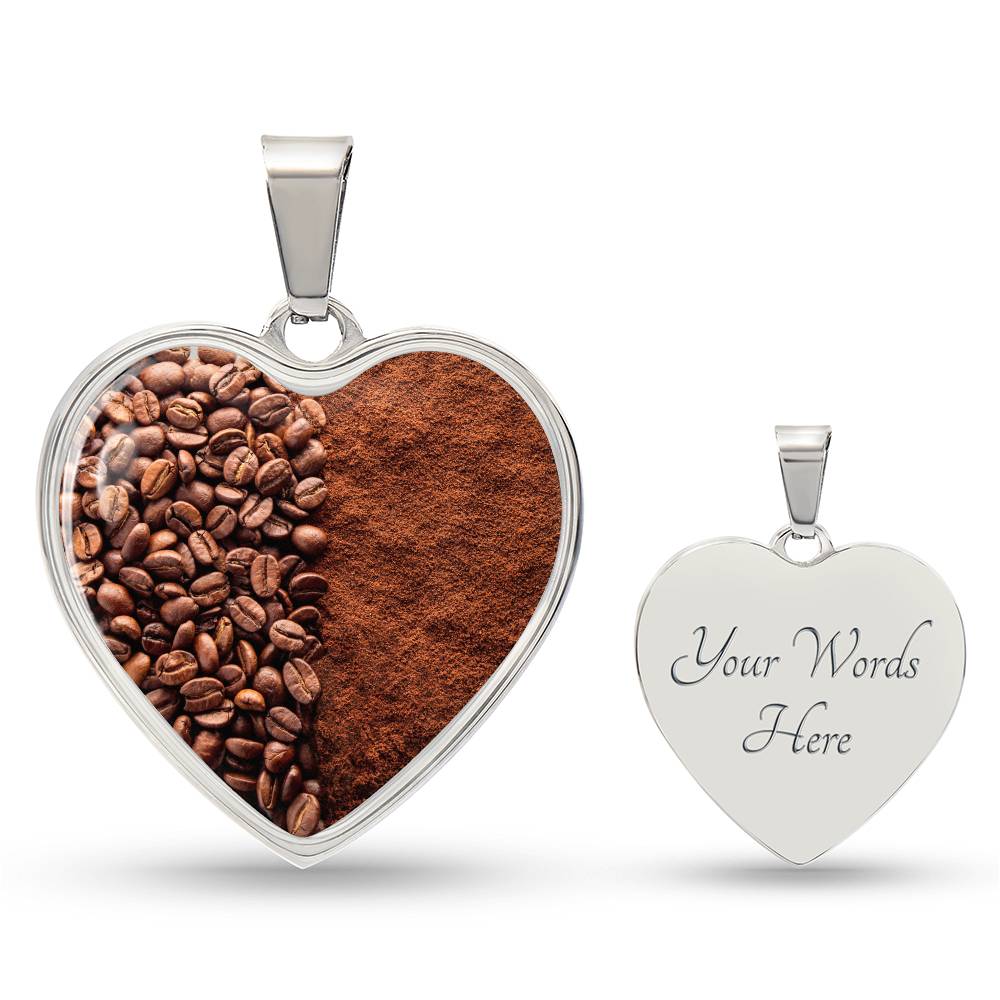 Coffee Bean Coffee Powder Necklace, Coffee Lover Pendant Jewelry, Gift for Caffeine Addicts, Personalised Engraving Necklace, Roasted Coffee