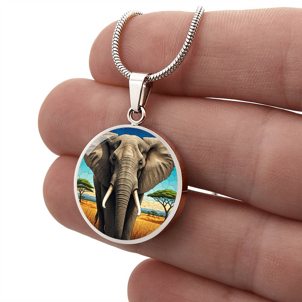 Majestic Elephant Pendant Necklace, African Savanna Forest Perfect Gift for Nature Animal Lovers Jungle Art Charm Gift for Her, Gift for Him