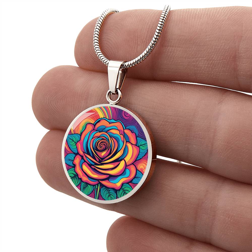 June Birth Flower Rose Necklace, Birth Month Flower Necklace, Engraved Necklace, Floral Gift for Her, Mothers & Valentines Day Necklace