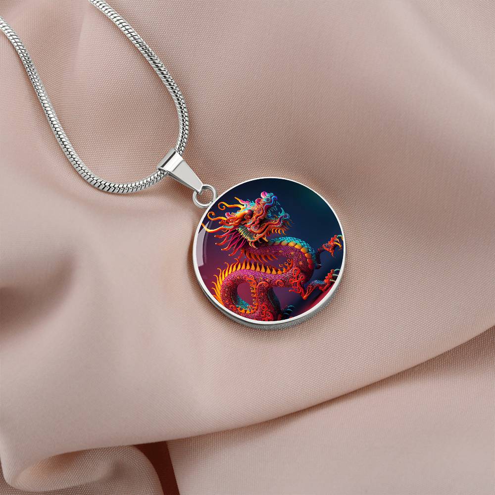 Dragon Pendant Necklace, Jewelry Gift, Chinese Zodiac Animal, 2024 Lunar New Year Pendant, Illuminated Mythical Celestial Dragon Guardian
