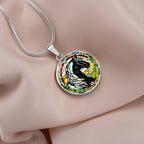 Black Stallion Pendant Necklace Horse Chinese Zodiac Animal Pendant Stained Glass Pony Art Jewelry Horse Lover Gift Dream Spirit Animal