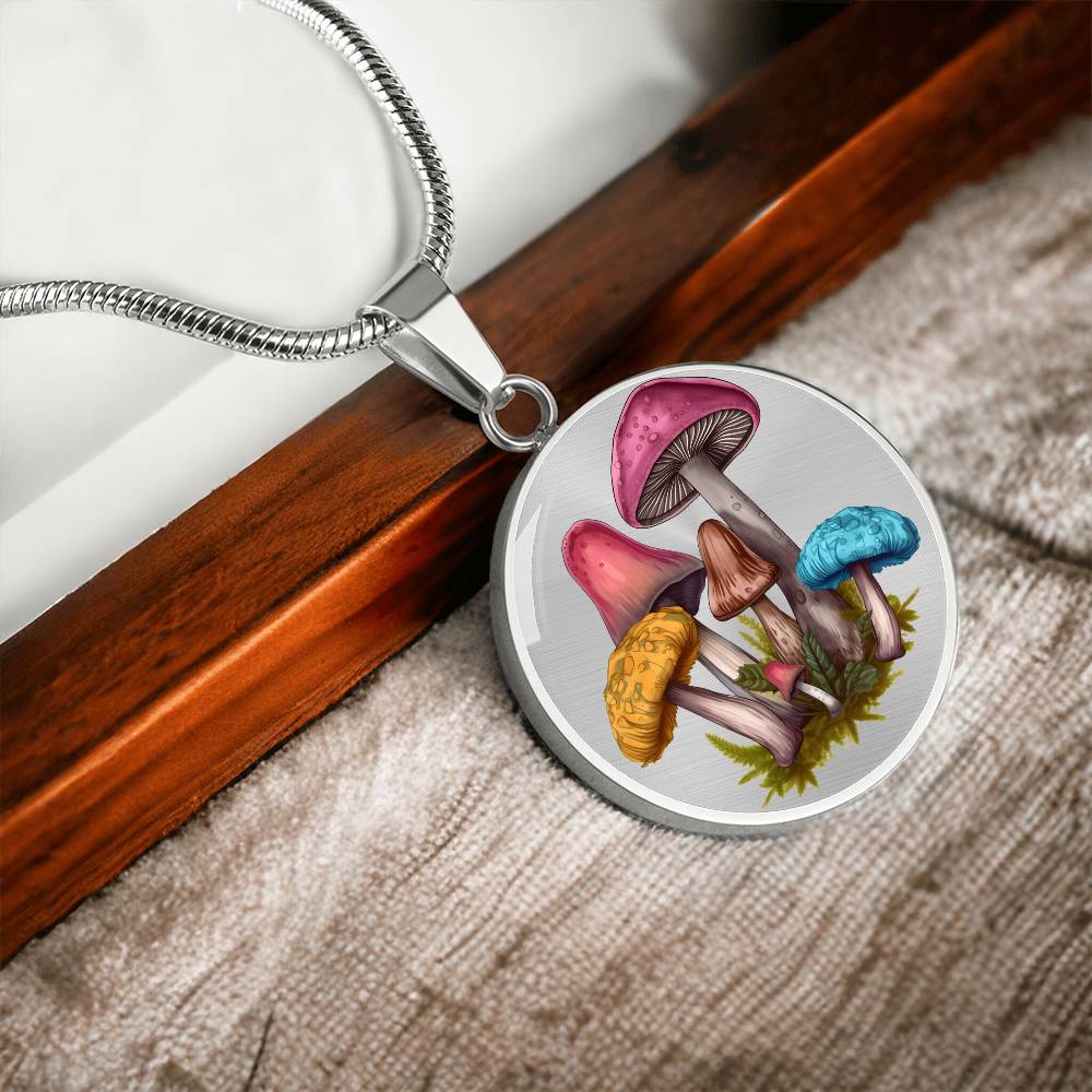 Pendant Necklace Cottagecore Mushrooms Illustration Mushroom Autumn Watercolor Nature Cute Fungi Forest Floral Magic Plant Colorful Woodland