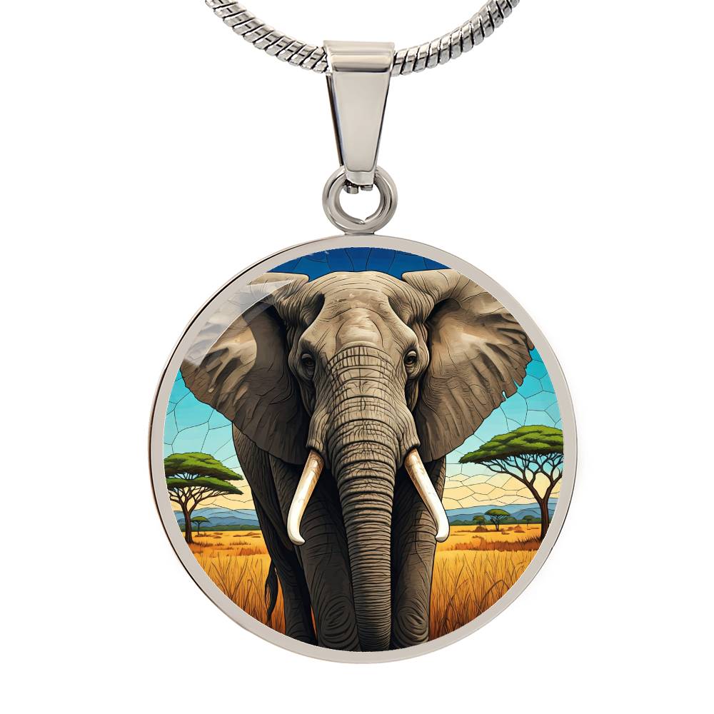 Majestic Elephant Pendant Necklace, African Savanna Forest Perfect Gift for Nature Animal Lovers Jungle Art Charm Gift for Her, Gift for Him