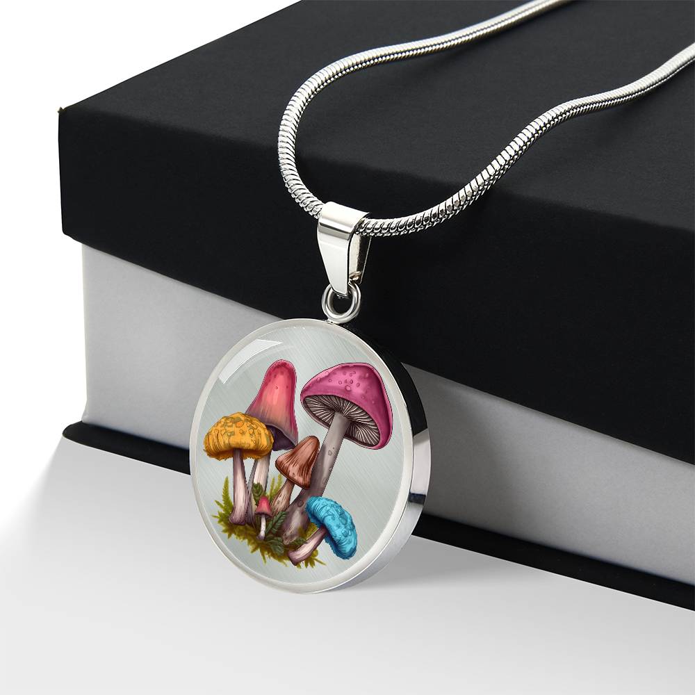 Pendant Necklace Cottagecore Mushrooms Illustration Mushroom Autumn Watercolor Nature Cute Fungi Forest Floral Magic Plant Colorful Woodland