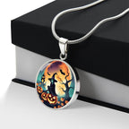 Halloween Witch Broomstick Necklace, Personalized Day of the Dead Jewelry Spooky Season Ghost Charm Pendant October Birthday Gift Present