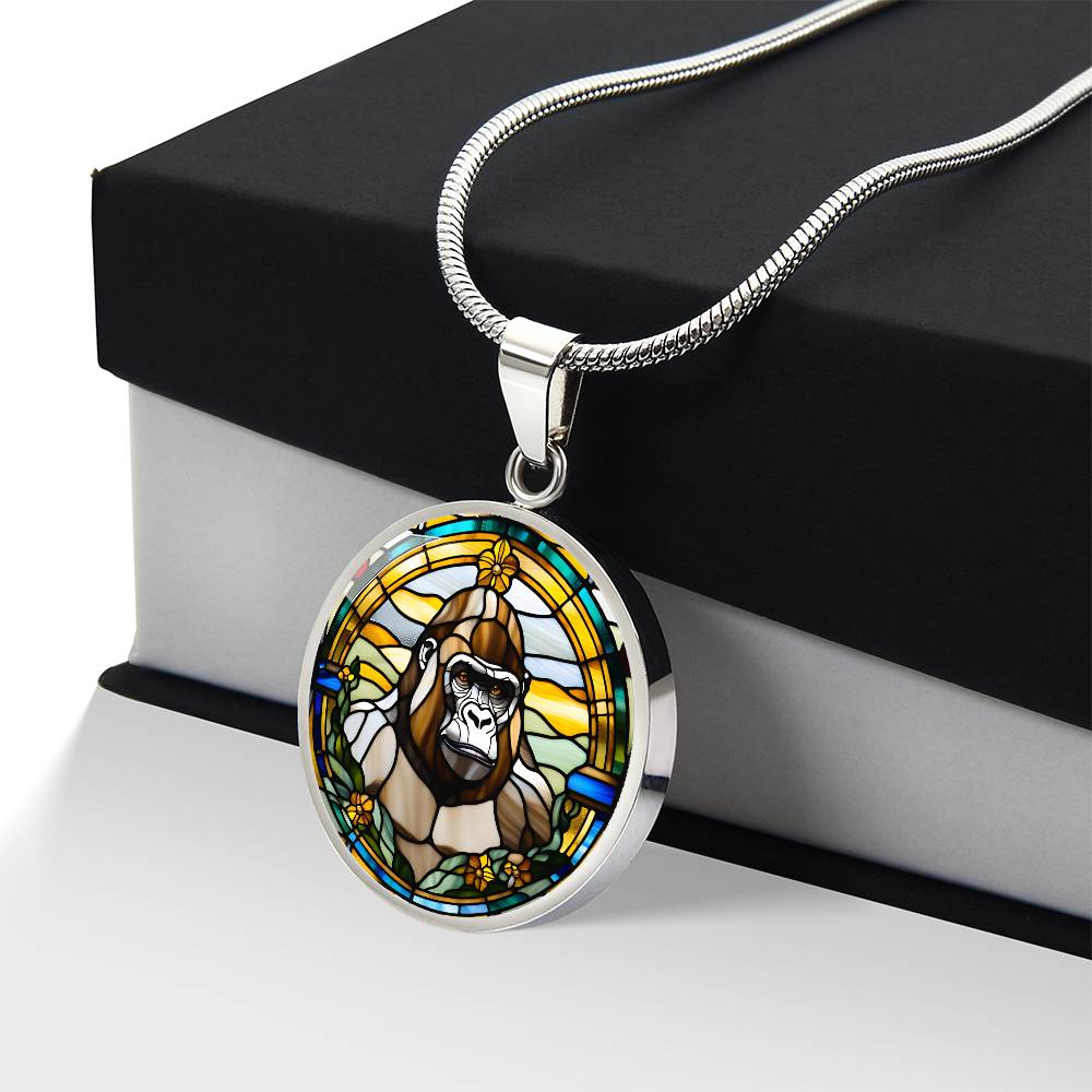 18K Gold Finish Gorilla Necklace Personalized Gorilla Pendant Gorillaz Coin Necklace Gorilla Animal Jewelry Monkey Charm Spirit Animal Chain