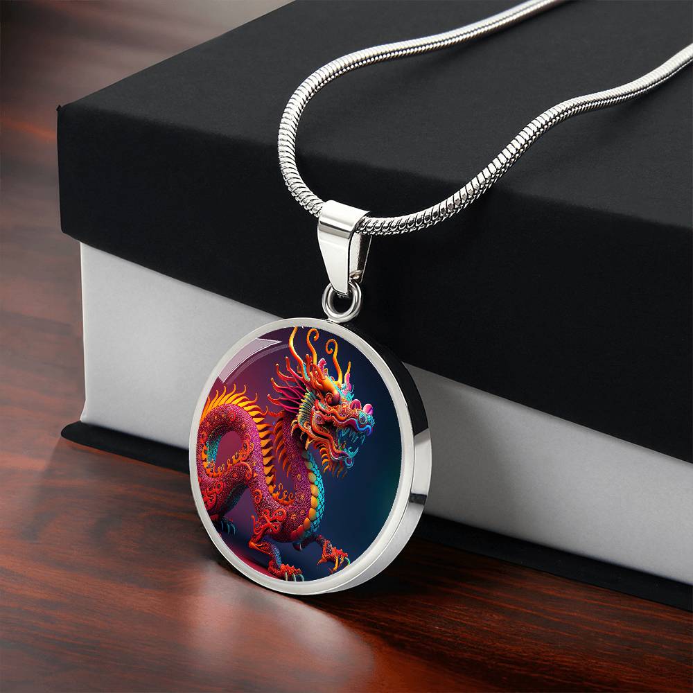 Dragon Pendant Necklace, Jewelry Gift, Chinese Zodiac Animal, 2024 Lunar New Year Pendant, Illuminated Mythical Celestial Dragon Guardian