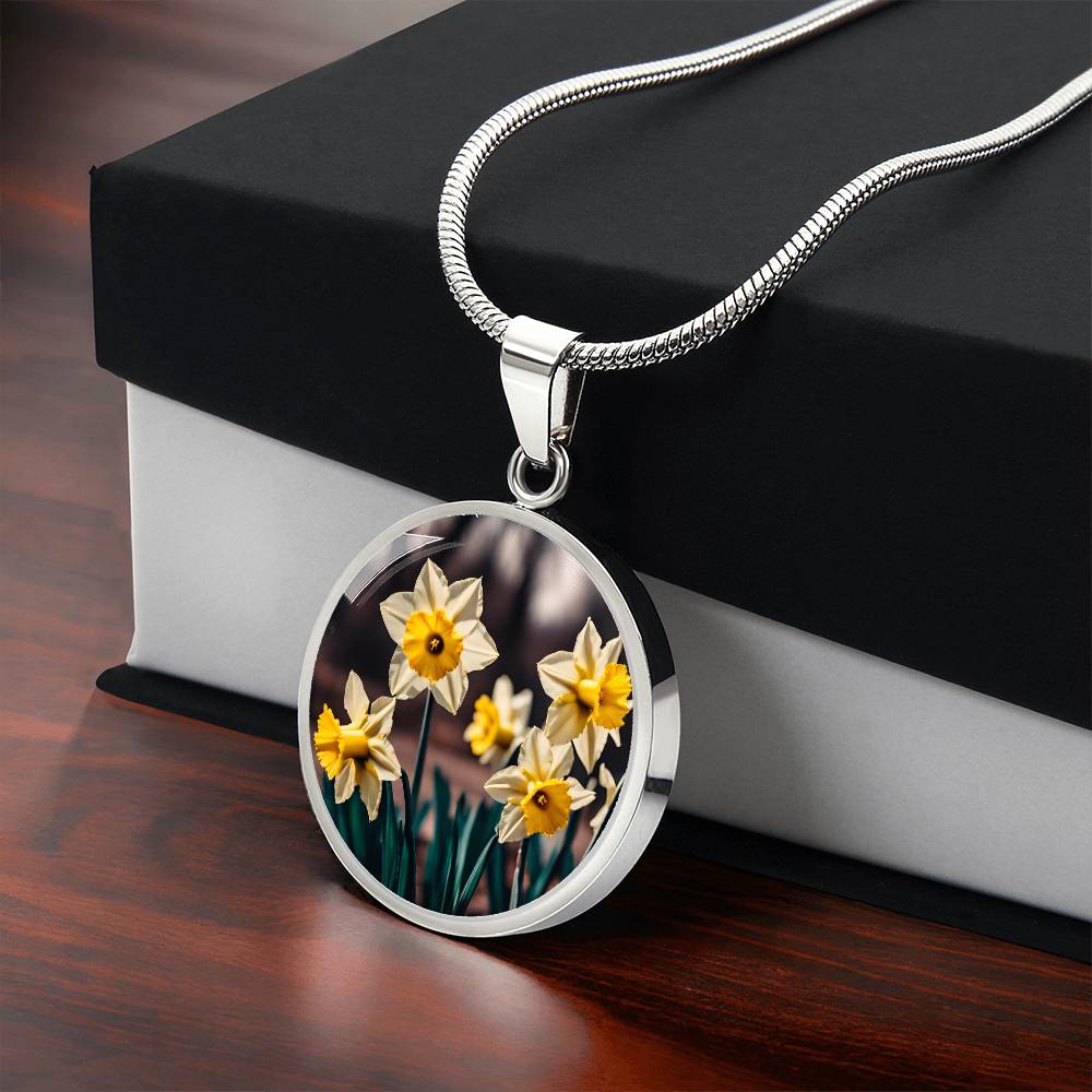 Daffodil Birth Flower Necklace March Birthday Gifts Birth Month Flower Engraved Floral Necklace Botanical Jewelry Valentines Day Mothers Day