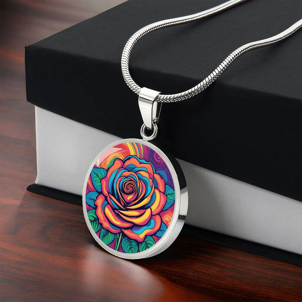 June Birth Flower Rose Necklace, Birth Month Flower Necklace, Engraved Necklace, Floral Gift for Her, Mothers & Valentines Day Necklace