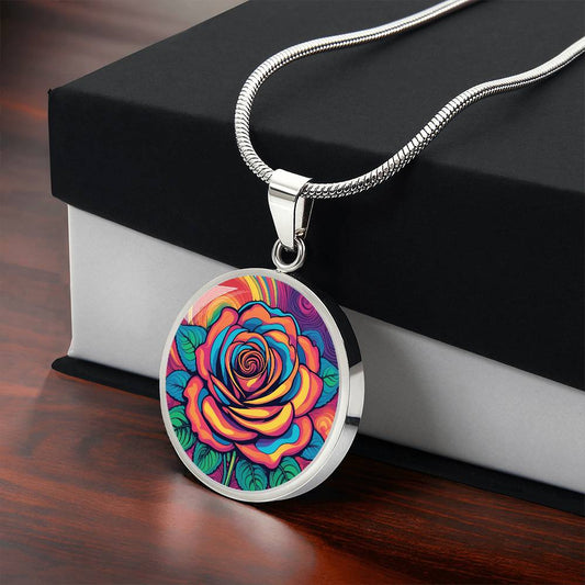 June Birth Flower Rose Necklace, Birth Month Flower Necklace, Engraved Necklace, Floral Gift for Her, Mothers & Valentines Day Necklace