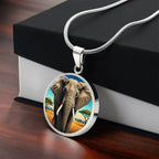 Majestic Elephant Pendant Necklace, African Savanna Forest Perfect Gift for Nature Animal Lovers Jungle Art Charm Gift for Her, Gift for Him