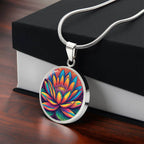 Water Lily Necklace July Birth Month Flower Jewelry Plant Lover Gift Engraved Gold Floral Pendant Valentines & Mothers Day Nature Lover Gift