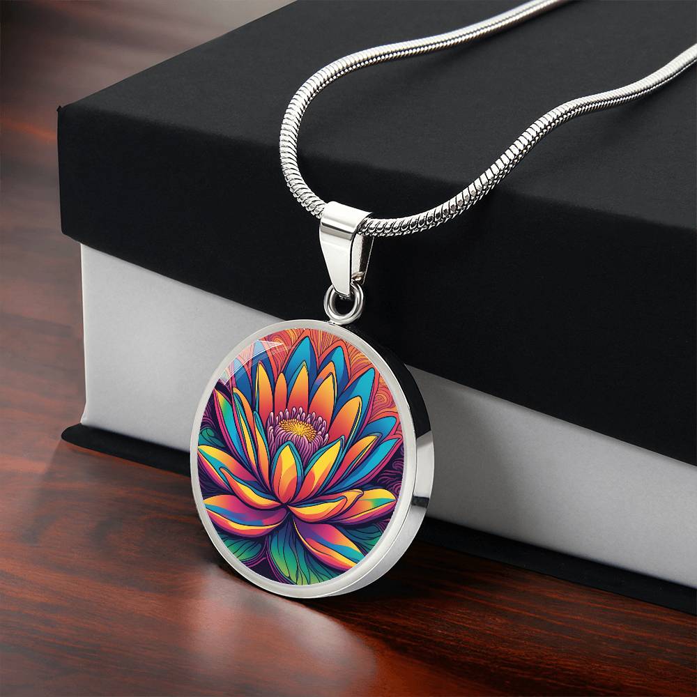 Water Lily Necklace July Birth Month Flower Jewelry Plant Lover Gift Engraved Gold Floral Pendant Valentines & Mothers Day Nature Lover Gift