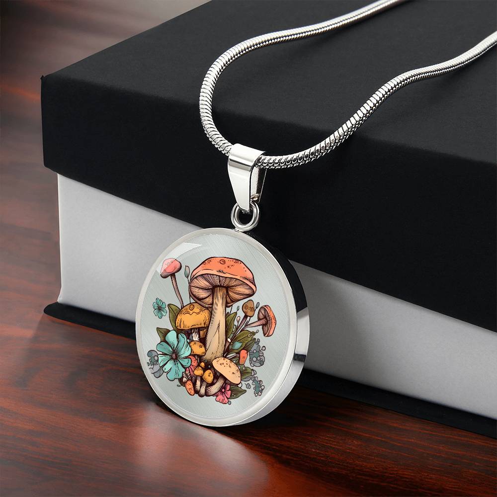 Pendant Necklace Cottagecore Mushrooms Illustration Mushroom Autumn Watercolor Nature Cute Fungi Forest Floral Magic Plant Colorful Woodland