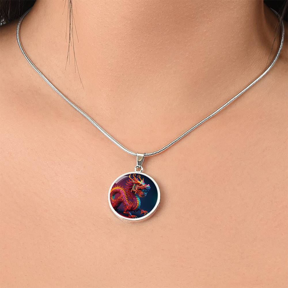 Dragon Pendant Necklace, Jewelry Gift, Chinese Zodiac Animal, 2024 Lunar New Year Pendant, Illuminated Mythical Celestial Dragon Guardian