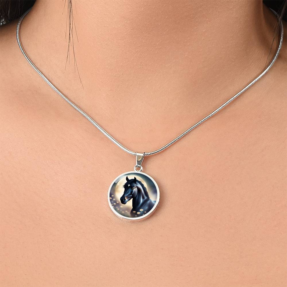 Black Stallion Pendant Necklace Horse Chinese Zodiac Animal Pendant 3D Dreamy Pony Art Jewelry Horse Lover Gift Dream Spirit Animal
