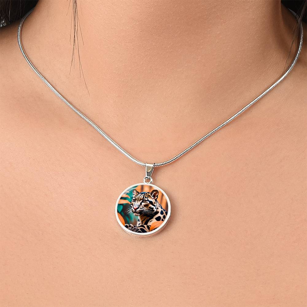 Clouded Leopard Pendant Necklace Personalized Engraved Animal Lover Jewelry Zodiac Charm Spirit Animal Resilience Gift for Her Mother Wife