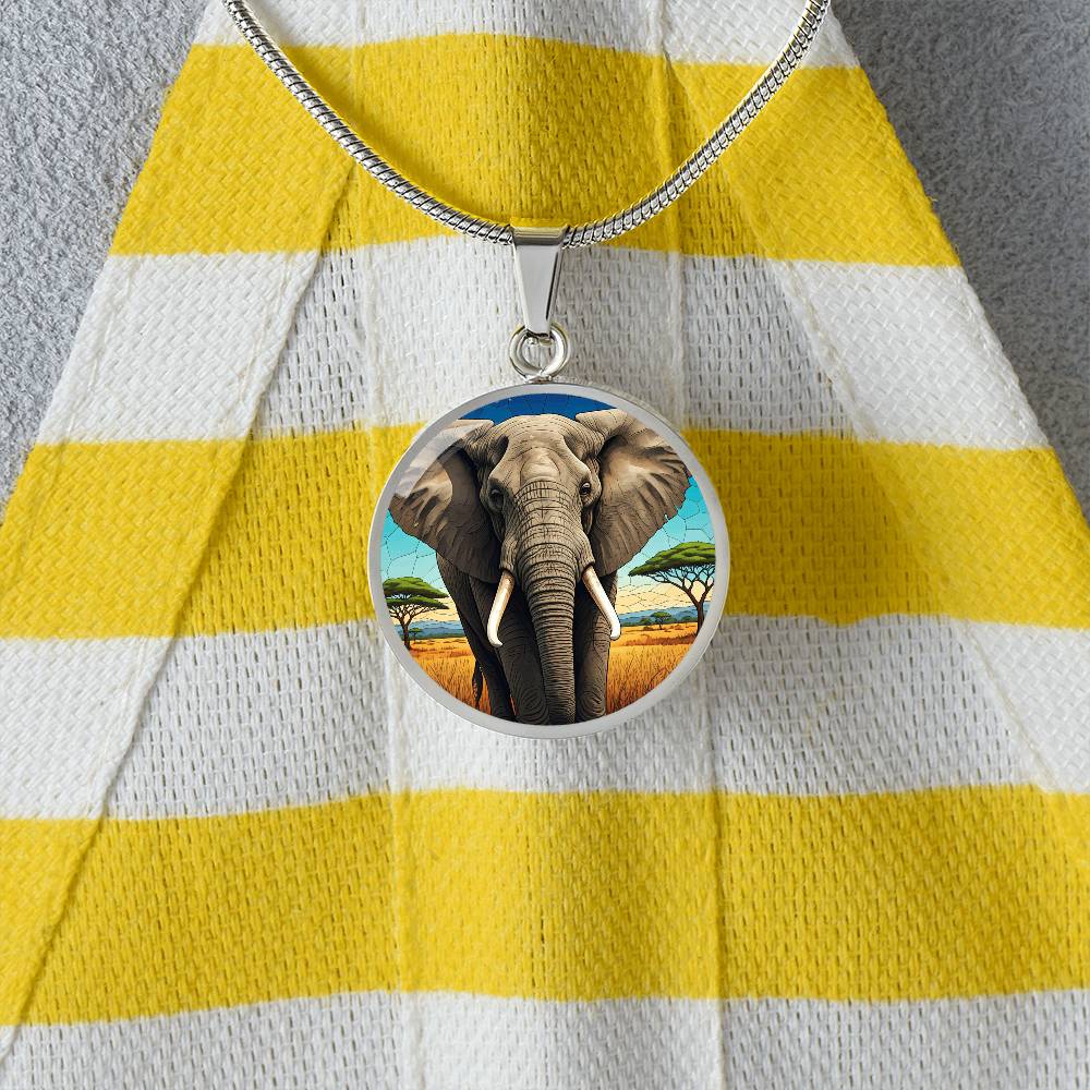 Majestic Elephant Pendant Necklace, African Savanna Forest Perfect Gift for Nature Animal Lovers Jungle Art Charm Gift for Her, Gift for Him