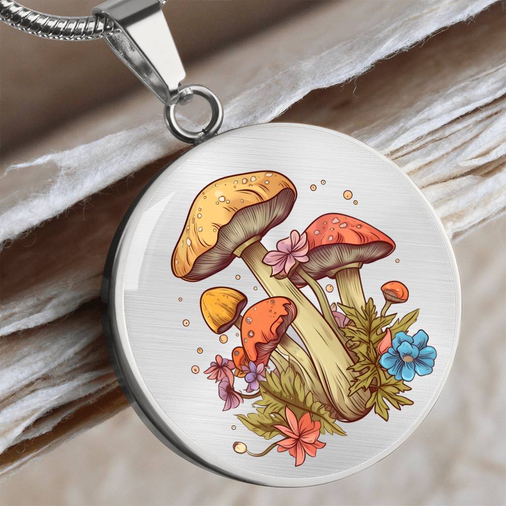 Pendant Necklace Cottagecore Mushrooms Illustration Mushroom Autumn Watercolor Nature Cute Fungi Forest Floral Magic Plant Colorful Woodland
