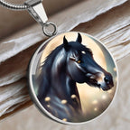 Black Stallion Pendant Necklace Horse Chinese Zodiac Animal Pendant 3D Dreamy Pony Art Jewelry Horse Lover Gift Dream Spirit Animal