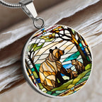 Mama Bear and Cub Stained Glass Personalized Pendant Necklace Gift For Mom Grandma Jewelry Momma Bear Baby Shower Gifts For Birthday