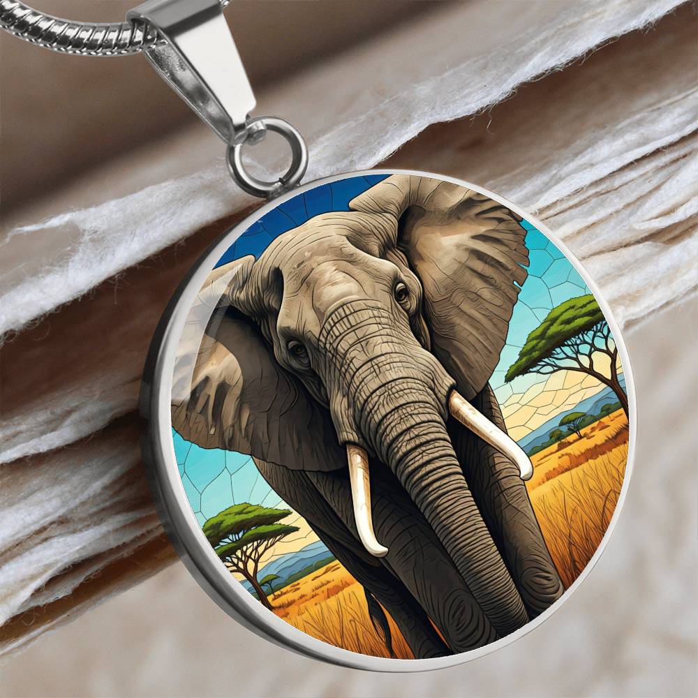 Majestic Elephant Pendant Necklace, African Savanna Forest Perfect Gift for Nature Animal Lovers Jungle Art Charm Gift for Her, Gift for Him