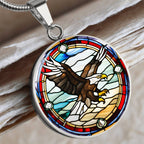 Bald Eagle Stained Glass Art Pendant Necklace Native American Jewelry Gift Zodiac Bird Charm Celtic Spirit Strength Gift for Her Mother Wife