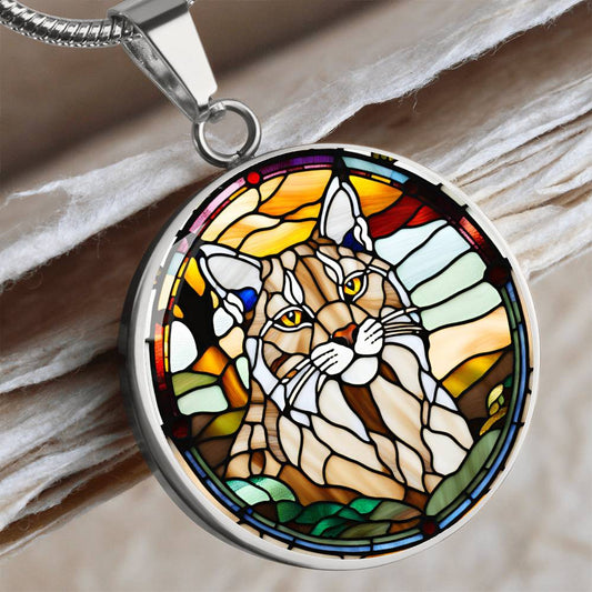 Lynx Engraved Celtic Native American Zodiac Animal Charm Pendant Personalized Necklace Protection Spirit Companion Cat Jewelry Gift