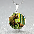 Personalized Pendant Necklace Gift For Mom Grandma Mama Bear and Cub Forest Nature Wildlife Jewelry Momma Bear Baby Shower Gift For Birthday