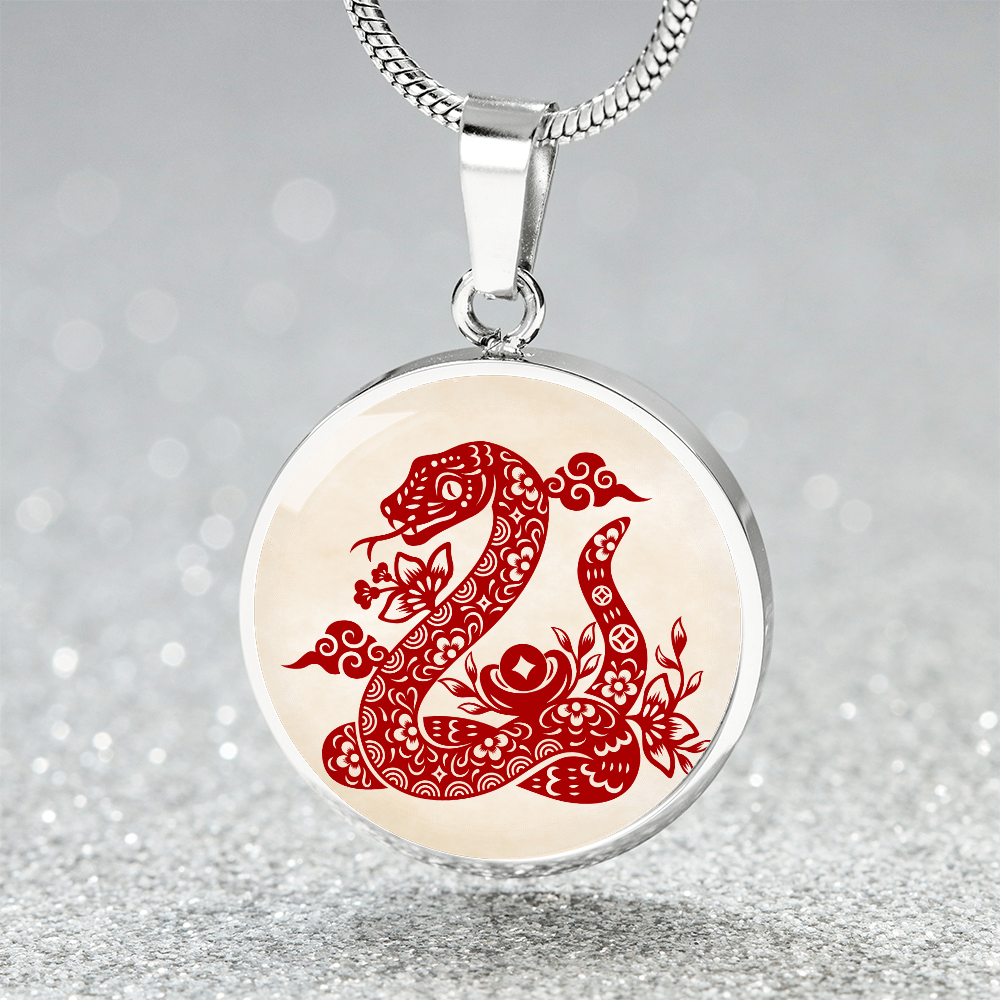 Chinese Zodiac Snake Necklace, Year of The Snake Necklace Gold, Personalized Chinese Zodiac Silver Pendant, 2025 Chinese Lunar New Year