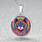 Siamese Cat Jewelry Gift For Cat Lover, Seal Siamese Cat, Feline Necklace, Pet Owner Cat Charm, Retro Trippy Art Pendant, Groovy Vintage Art