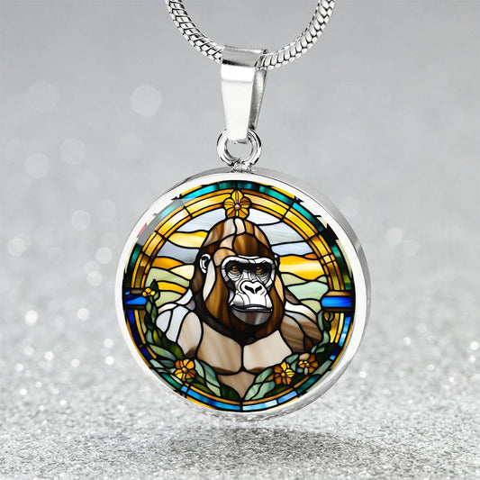 18K Gold Finish Gorilla Necklace Personalized Gorilla Pendant Gorillaz Coin Necklace Gorilla Animal Jewelry Monkey Charm Spirit Animal Chain