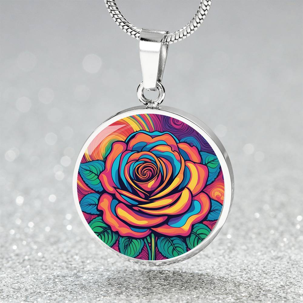 June Birth Flower Rose Necklace, Birth Month Flower Necklace, Engraved Necklace, Floral Gift for Her, Mothers & Valentines Day Necklace