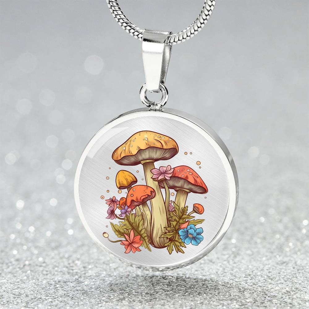 Pendant Necklace Cottagecore Mushrooms Illustration Mushroom Autumn Watercolor Nature Cute Fungi Forest Floral Magic Plant Colorful Woodland