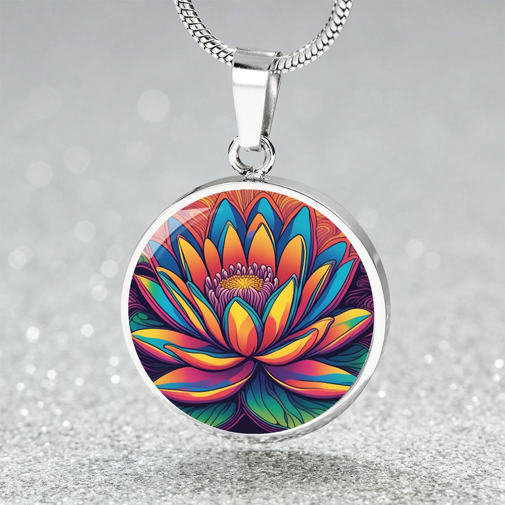 Water Lily Necklace July Birth Month Flower Jewelry Plant Lover Gift Engraved Gold Floral Pendant Valentines & Mothers Day Nature Lover Gift