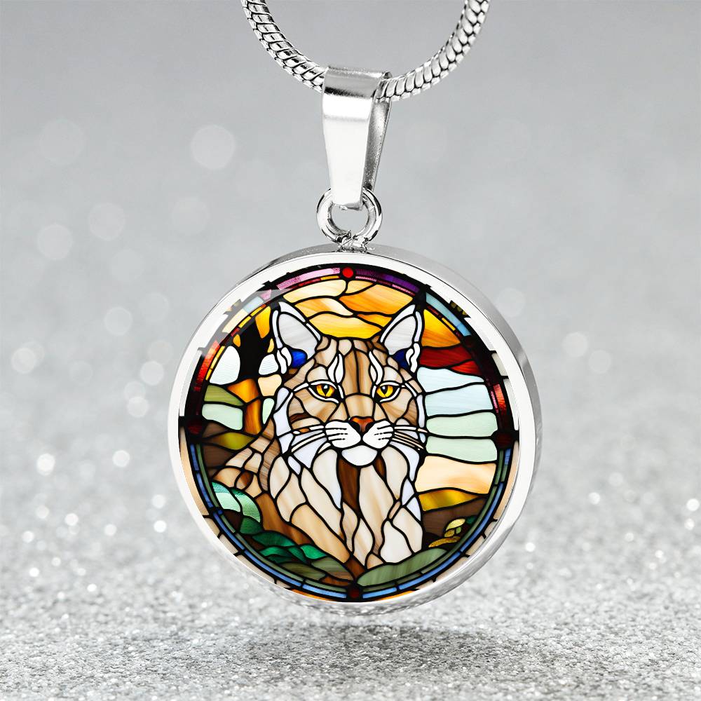 Lynx Engraved Celtic Native American Zodiac Animal Charm Pendant Personalized Necklace Protection Spirit Companion Cat Jewelry Gift