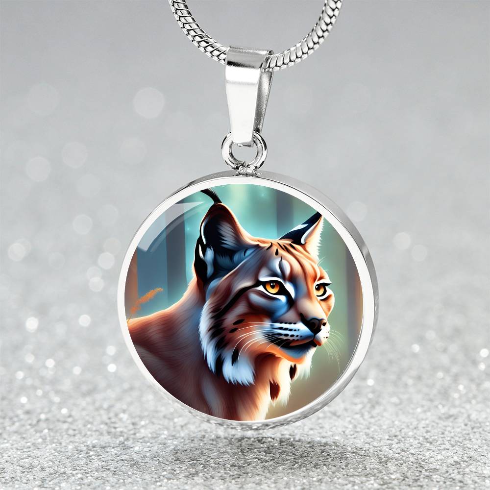 Lynx Pendant Necklace Personalized Engraved Celtic Cat Lover Jewelry Zodiac Charm Spirit Animal Mystical Wildcat Gift for Her Mother Wife