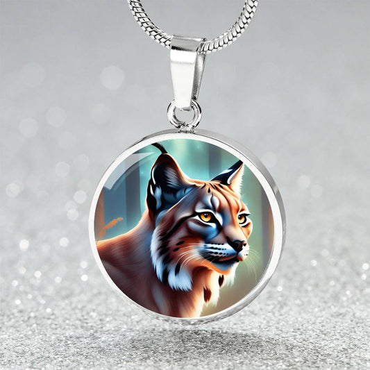 Lynx Pendant Necklace Personalized Engraved Celtic Cat Lover Jewelry Zodiac Charm Spirit Animal Mystical Wildcat Gift for Her Mother Wife