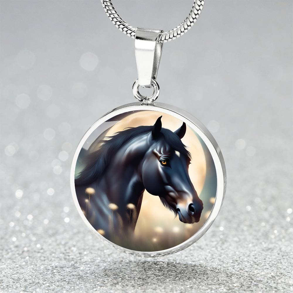 Black Stallion Pendant Necklace Horse Chinese Zodiac Animal Pendant 3D Dreamy Pony Art Jewelry Horse Lover Gift Dream Spirit Animal