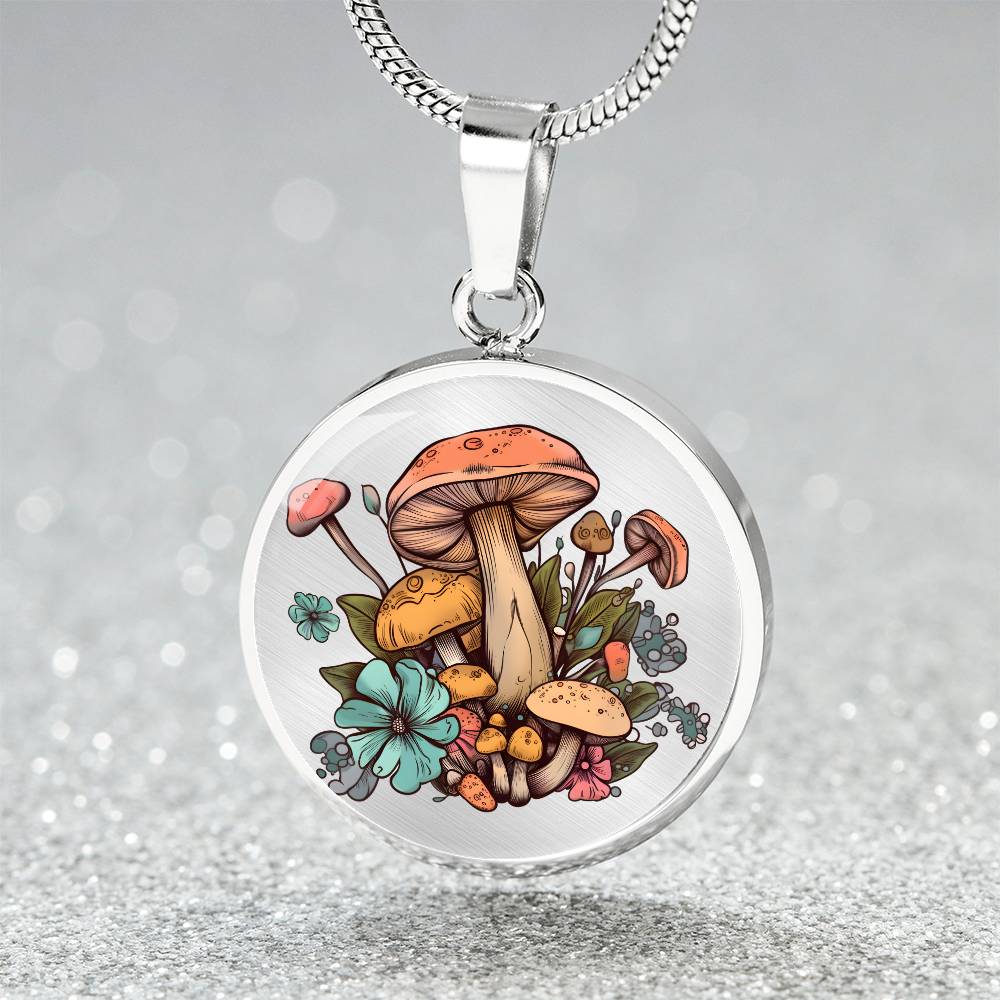 Pendant Necklace Cottagecore Mushrooms Illustration Mushroom Autumn Watercolor Nature Cute Fungi Forest Floral Magic Plant Colorful Woodland