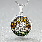 White Arctic Fox Engraved Celtic Native American Zodiac Animal Charm Pendant Personalized Necklace Protection Spirit Companion Jewelry Gift