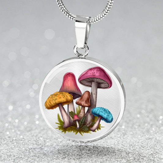 Pendant Necklace Cottagecore Mushrooms Illustration Mushroom Autumn Watercolor Nature Cute Fungi Forest Floral Magic Plant Colorful Woodland