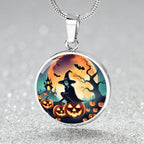 Halloween Witch Broomstick Necklace, Personalized Day of the Dead Jewelry Spooky Season Ghost Charm Pendant October Birthday Gift Present