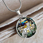 White Arctic Fox Engraved Celtic Native American Zodiac Animal Charm Pendant Personalized Necklace Protection Spirit Companion Jewelry Gift