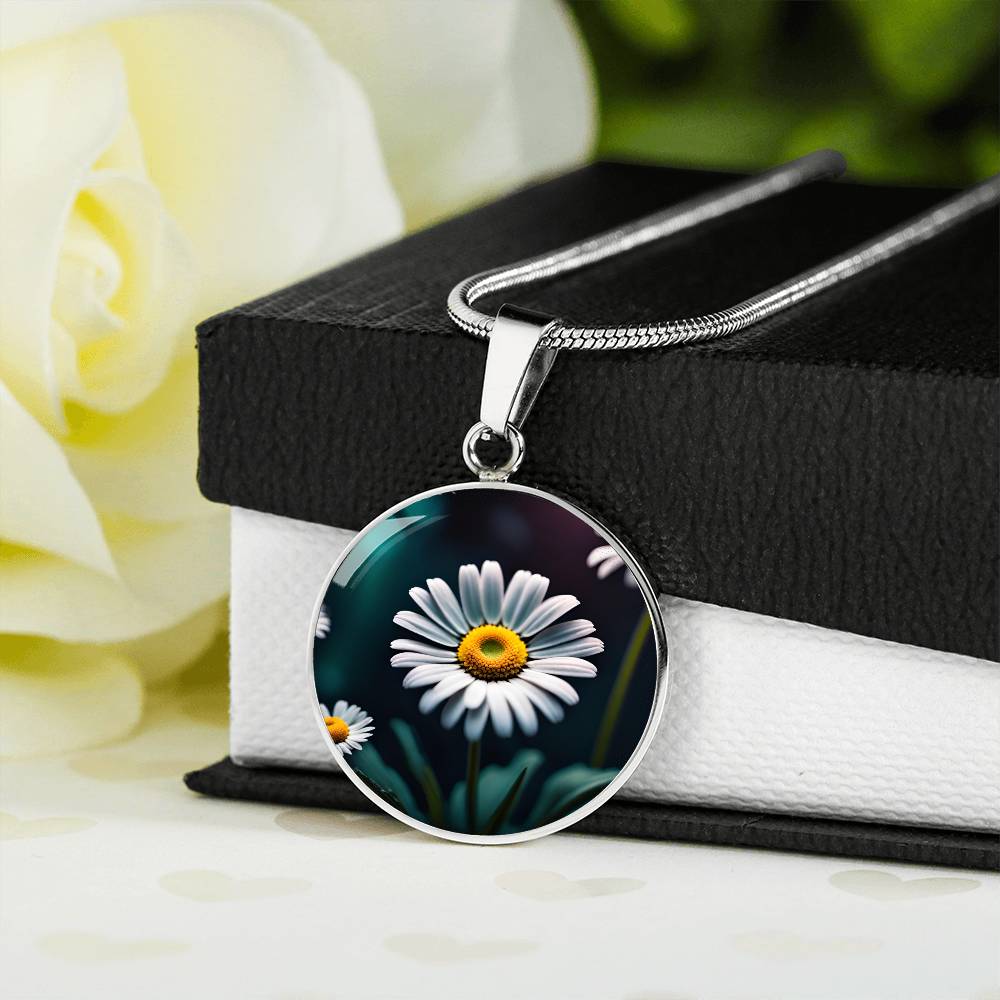 April Birth Month Flower Necklace Daisy Flower Necklace Gift for Her Stainless Steel Gold Pendant flower charms Mothers Valentines Day