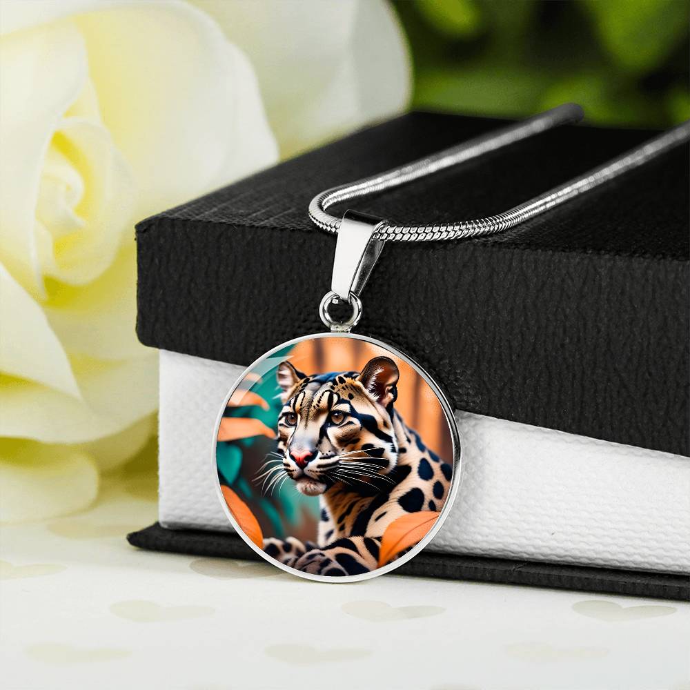 Clouded Leopard Pendant Necklace Personalized Engraved Animal Lover Jewelry Zodiac Charm Spirit Animal Resilience Gift for Her Mother Wife